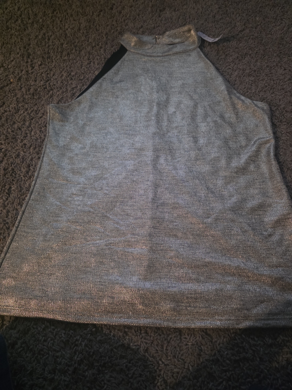Whbk Metallic Gray Halter Top
